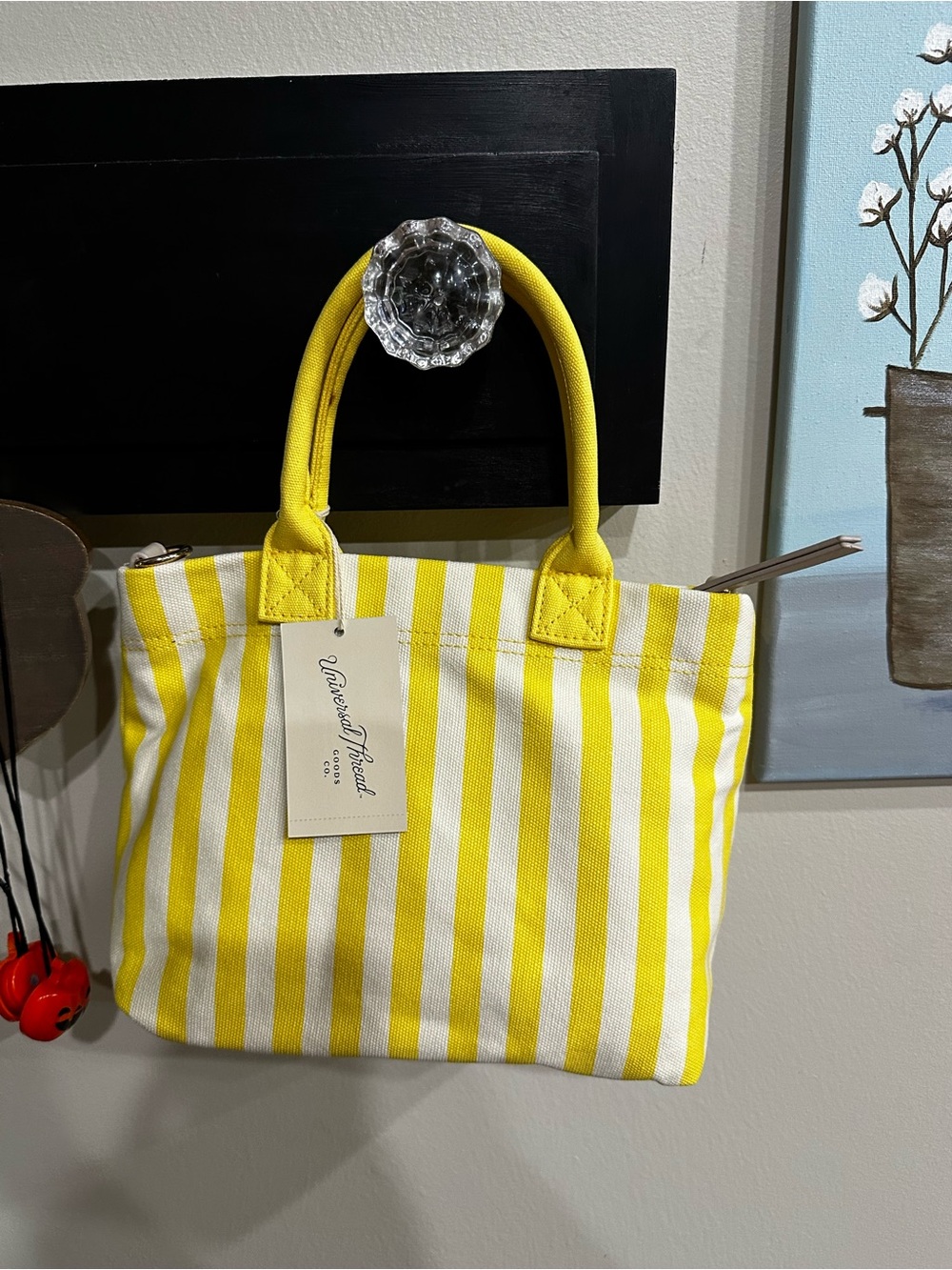 Universal Thread Yellow and White Striped Canvas Tote